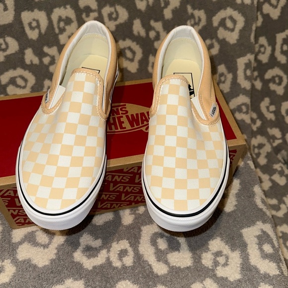 Vans Classic Slip-On Theory Checkerboard 🍯 Honey Peach🍑 New 🆕 & Never Worn - Picture 14 of 17